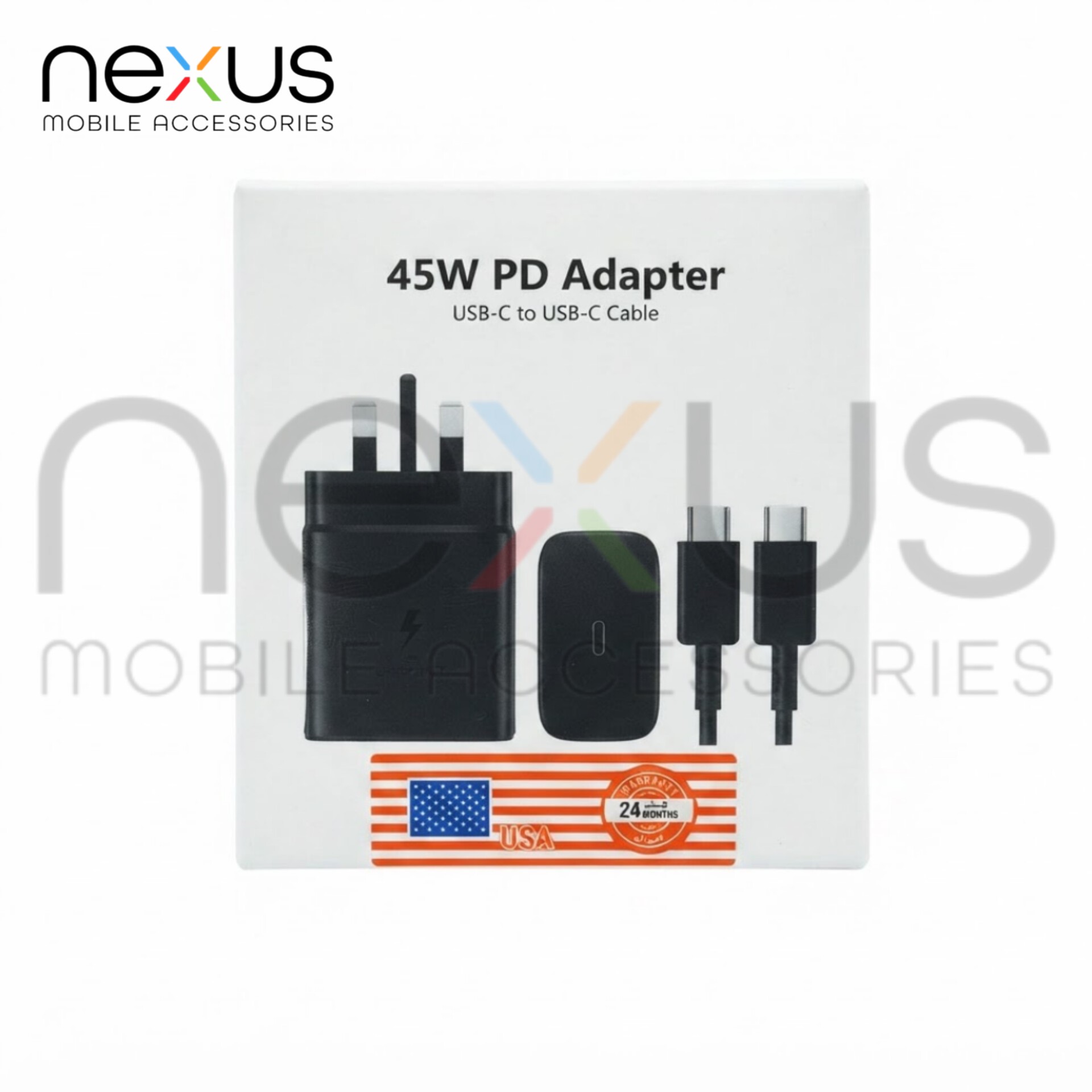 آداپتور سه پین 45 وات usa با کابل